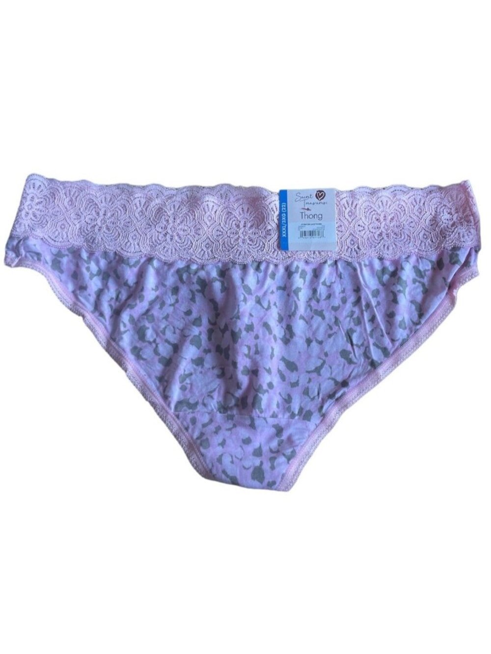 Secret Treasure Rayon Lace Thong Panties Pink Cheetah Size 3XL new